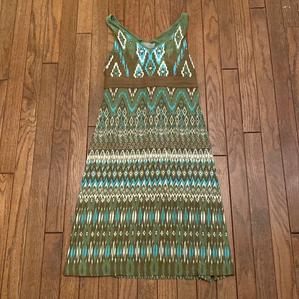 Athleta Green and Brown Pattern Dress